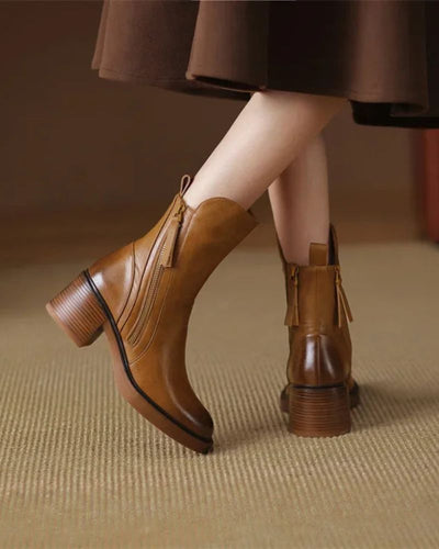 Valorine | Black Leather Ankle Boots