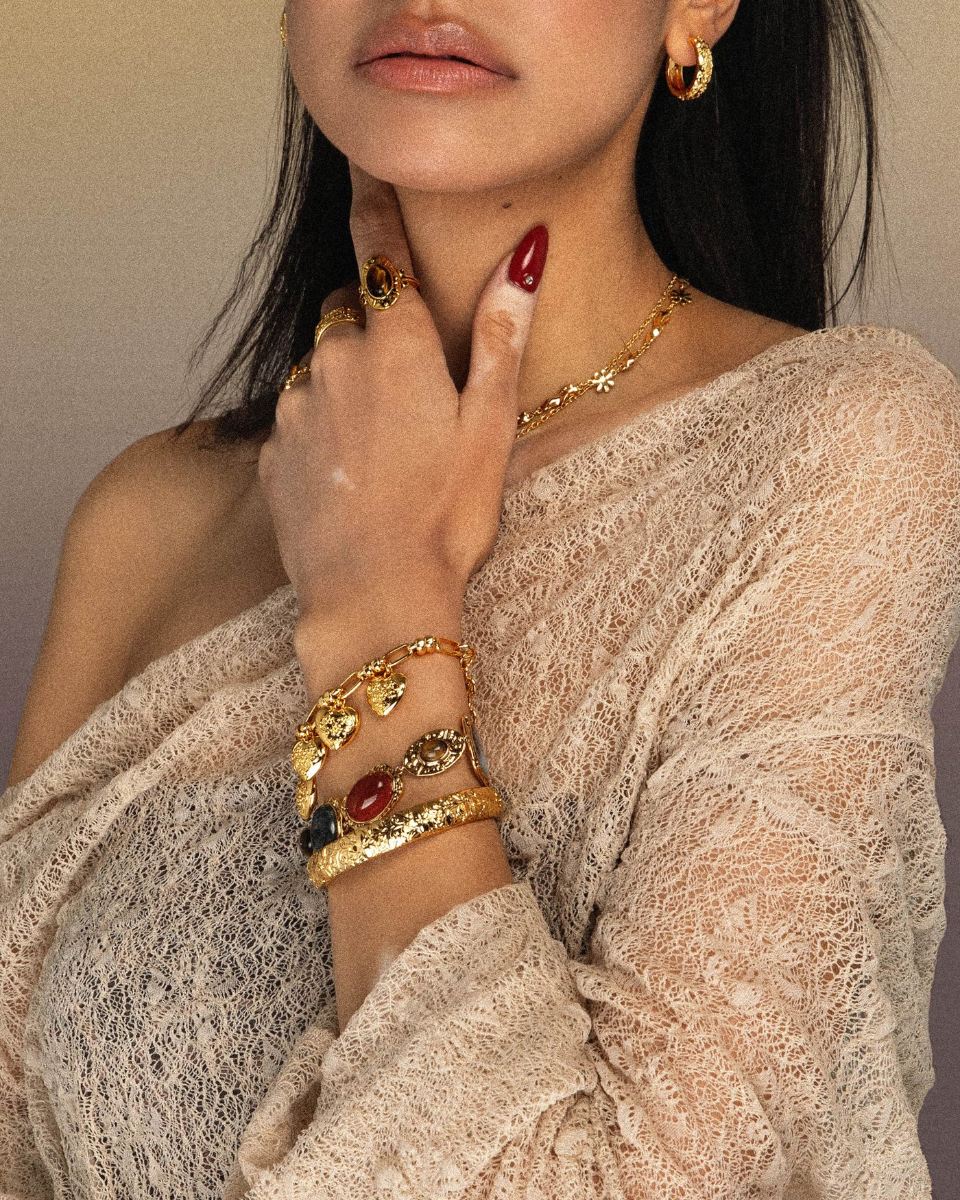 Gold Athena Bracelet and Ring Set