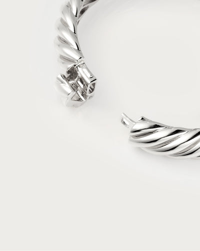 Silver Chunky Braided Bangle