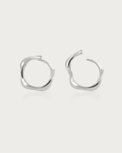 Silver Wave Hoop Earrings
