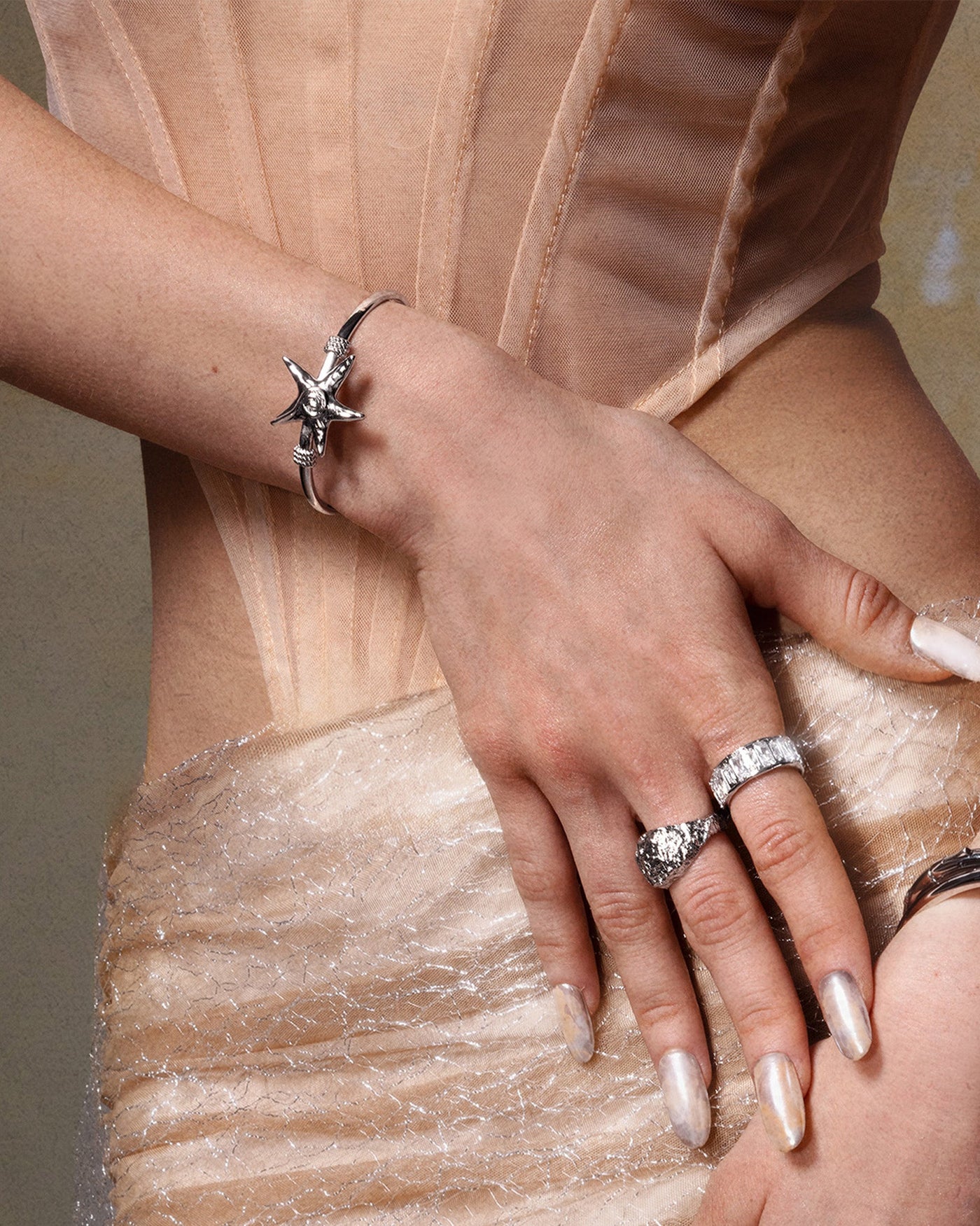 Silver Starfish Bangle