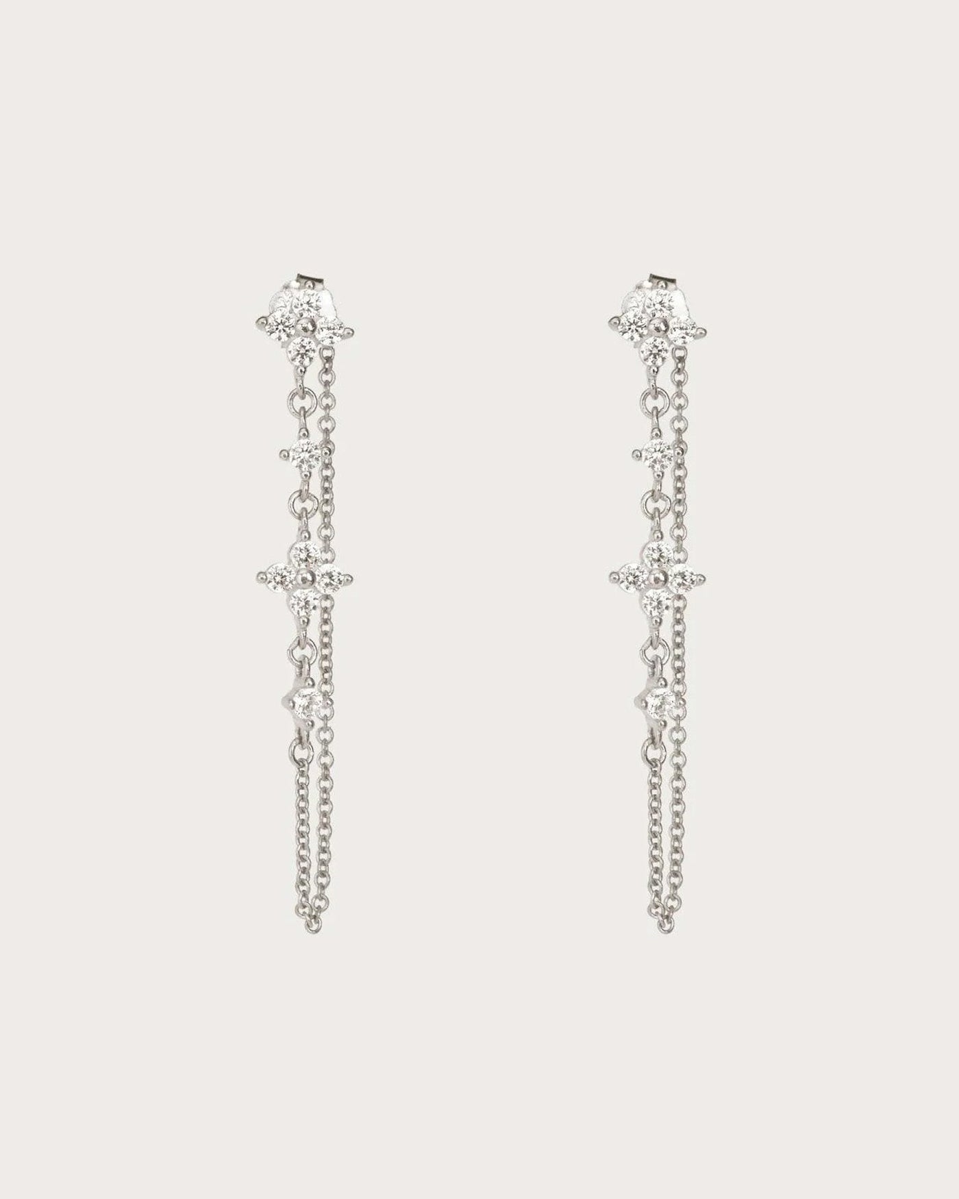 Silver Clover Drop Earrings