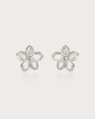 Textured Floral Earrings in Silver