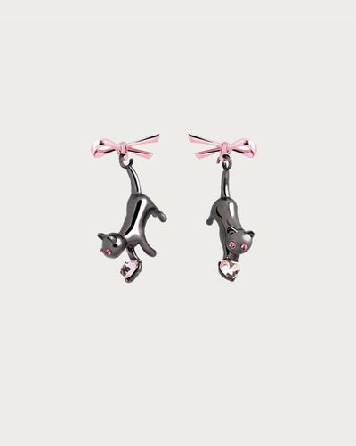 Kitty Pink Bow Earrings