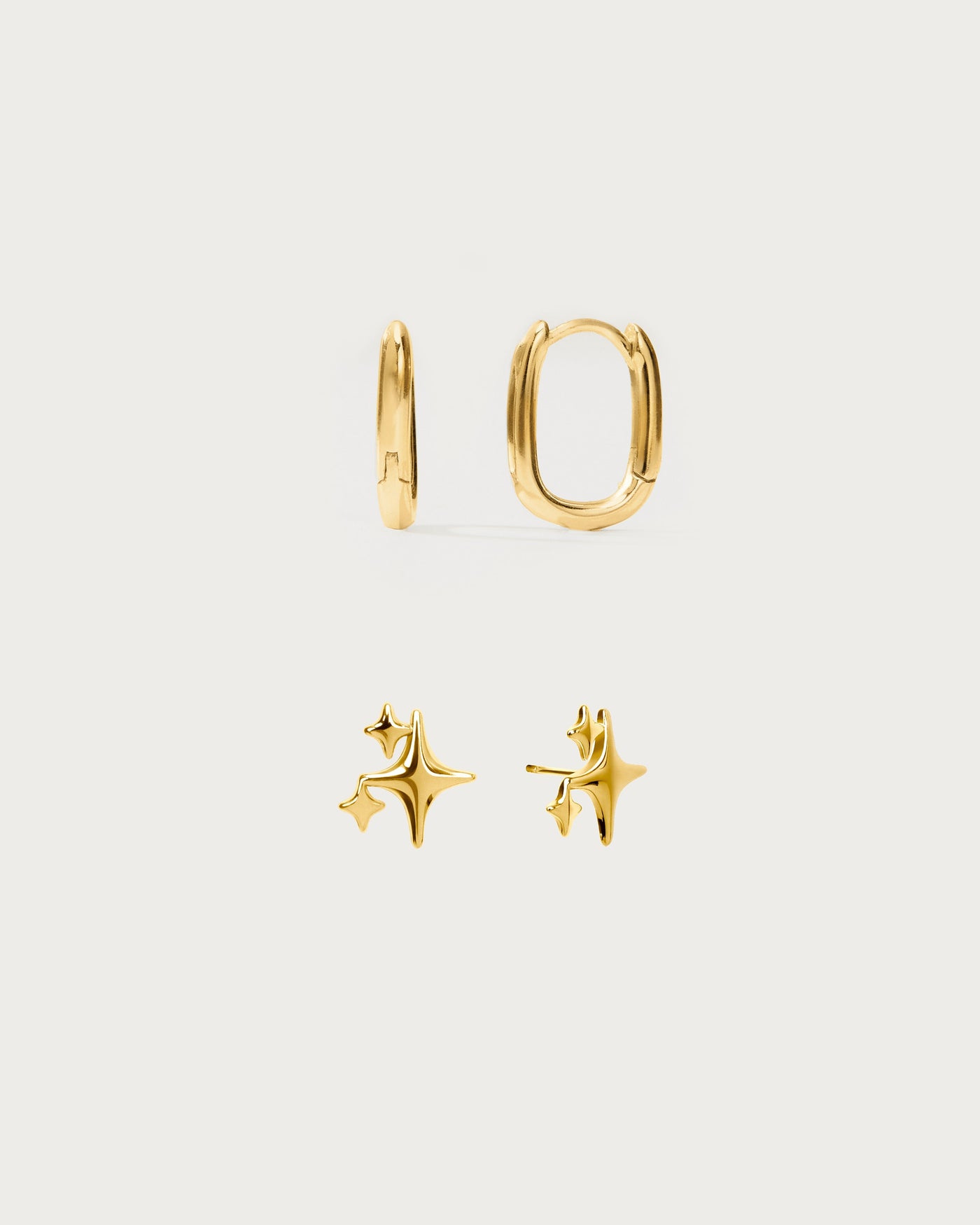 Sparkle Stud And Link Hoop Earrings Stack Set