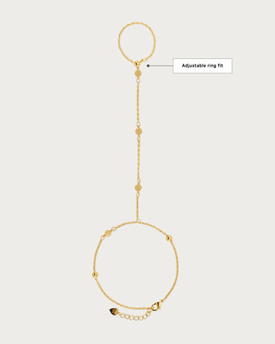 Golden Hojas Coin Hand Chain Bracelet