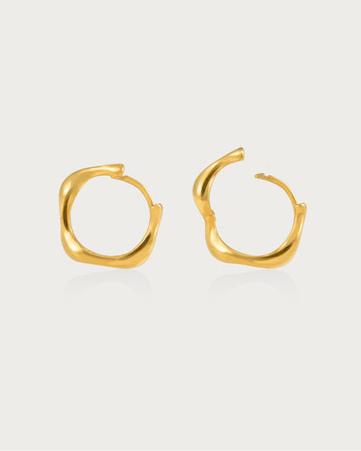 Gold Wave Hoop Earrings